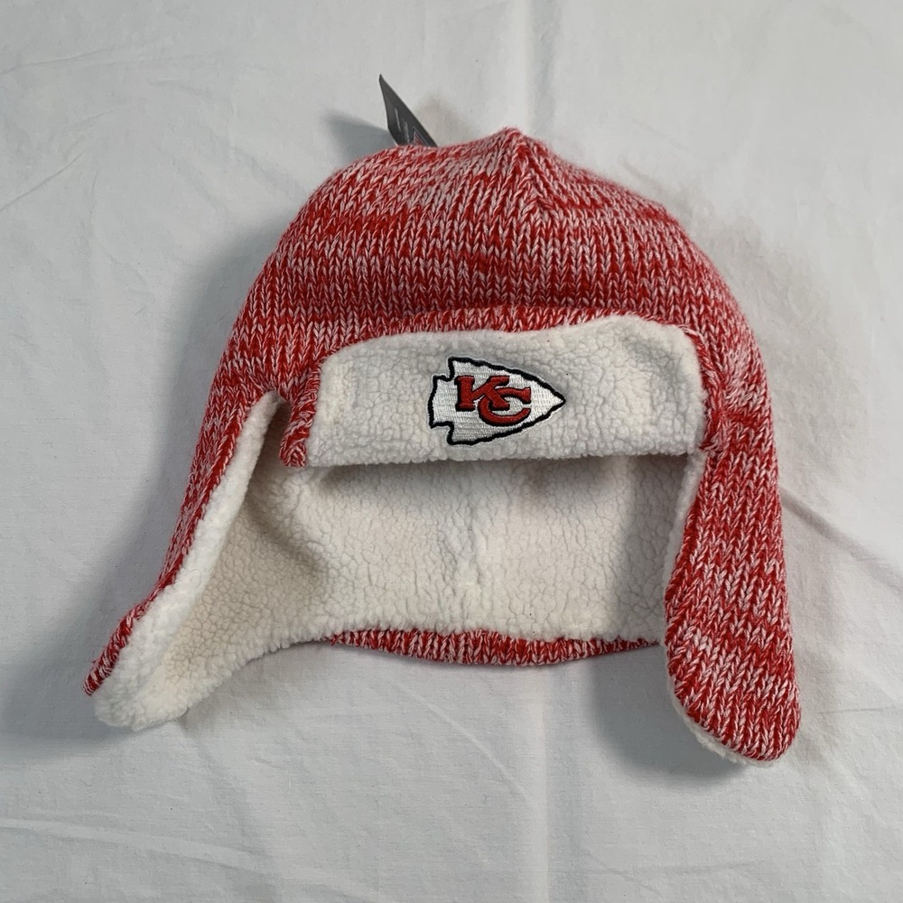 NWT Reebok Team Apparel Kansas ‎ City Chiefs Sherpa Trapper Knit Hat One Size